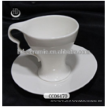Copo de café cerâmico com pires, copo de chá de cerâmica personalizado e pires, copo de cerâmica e pires com logotipo